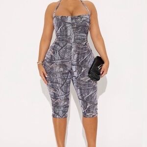 Savage Mood Mesh Capri Jumpsuit - Grey/combo - L
